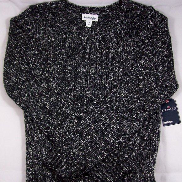 St. John's Bay Black Tweed Marled Sweater - Picture 2 of 4
